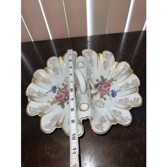 Gerold-Porzellan Bavaria Decorative Split Serving Dish Bowl Handle West Germany - Picture 9 of 9